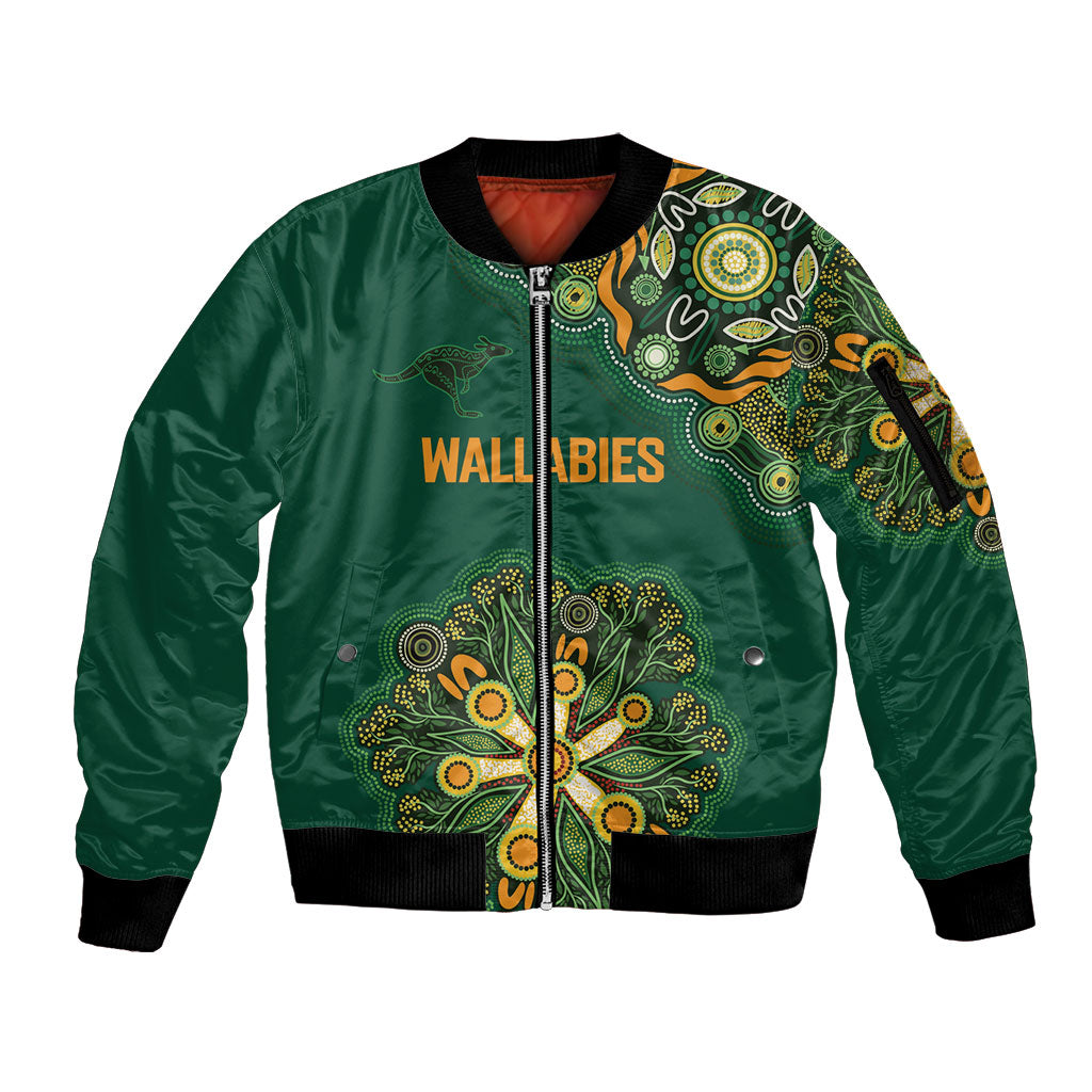 Australia Rugby National Heritage Custom Sleeve Zip Bomber Jacket Indigenous Aboriginal Dot Art
