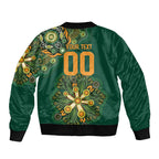 Australia Rugby National Heritage Custom Sleeve Zip Bomber Jacket Indigenous Aboriginal Dot Art