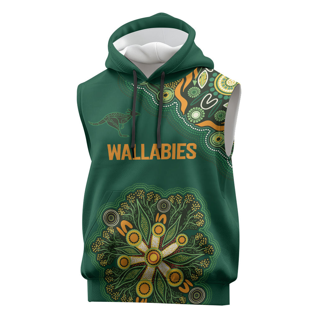 Australia Rugby National Heritage Custom Sleeveless Hoodie Indigenous Aboriginal Dot Art