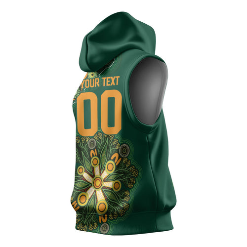 Australia Rugby National Heritage Custom Sleeveless Hoodie Indigenous Aboriginal Dot Art