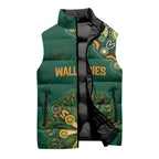 Australia Rugby National Heritage Custom Sleeveless Puffer Jacket Indigenous Aboriginal Dot Art