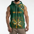 Australia Rugby National Heritage Custom Sleeveless Zip Hoodie Indigenous Aboriginal Dot Art