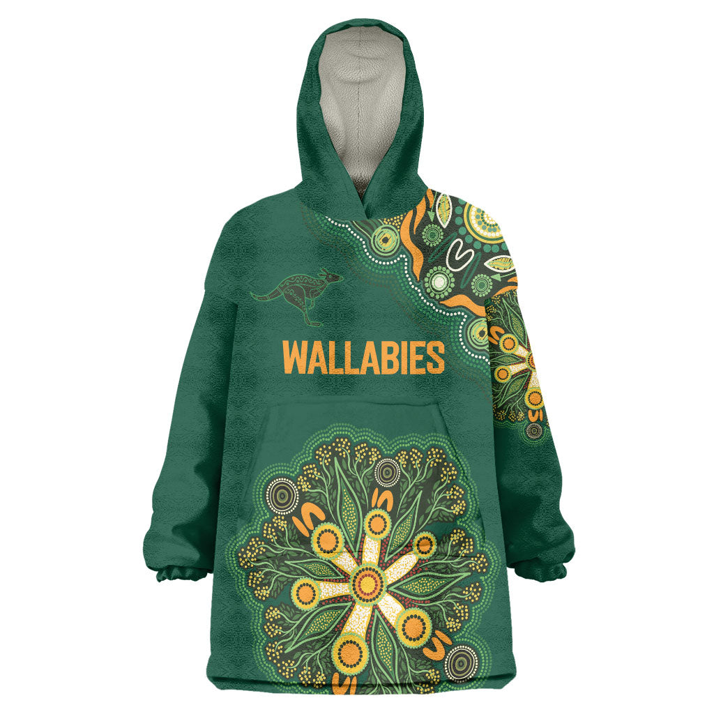 Australia Rugby National Heritage Custom Wearable Blanket Hoodie Indigenous Aboriginal Dot Art