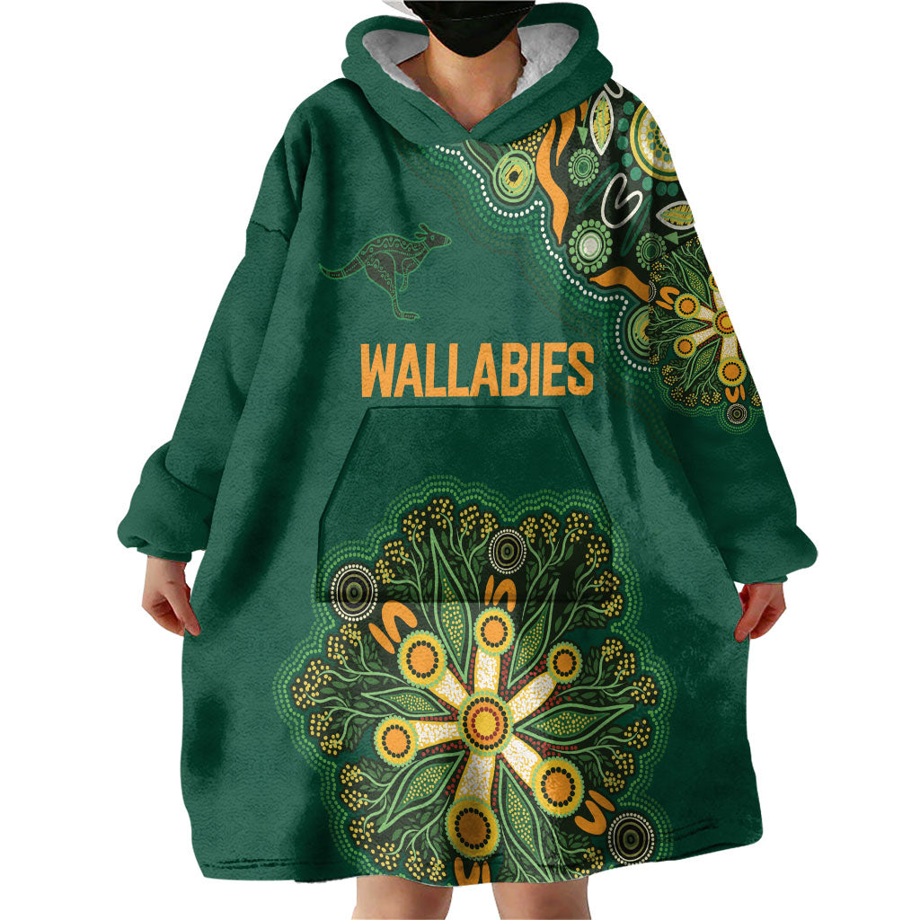 Australia Rugby National Heritage Custom Wearable Blanket Hoodie Indigenous Aboriginal Dot Art