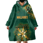 Australia Rugby National Heritage Custom Wearable Blanket Hoodie Indigenous Aboriginal Dot Art