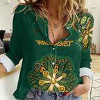Australia Rugby National Heritage Custom Women Casual Shirt Indigenous Aboriginal Dot Art