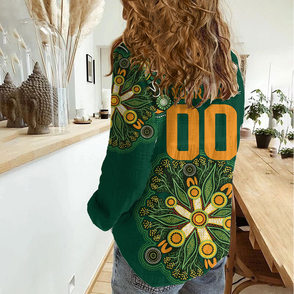 Australia Rugby National Heritage Custom Women Casual Shirt Indigenous Aboriginal Dot Art