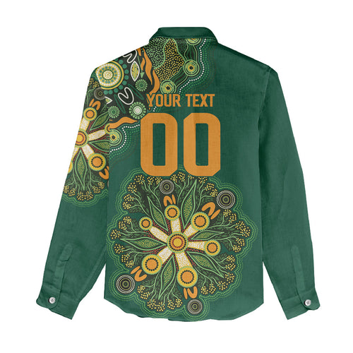 Australia Rugby National Heritage Custom Women Casual Shirt Indigenous Aboriginal Dot Art