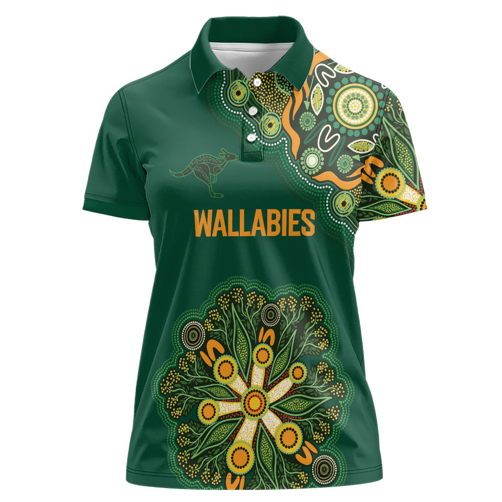 Australia Rugby National Heritage Custom Women Polo Shirt Indigenous Aboriginal Dot Art