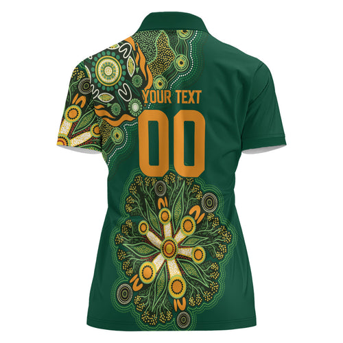 Australia Rugby National Heritage Custom Women Polo Shirt Indigenous Aboriginal Dot Art