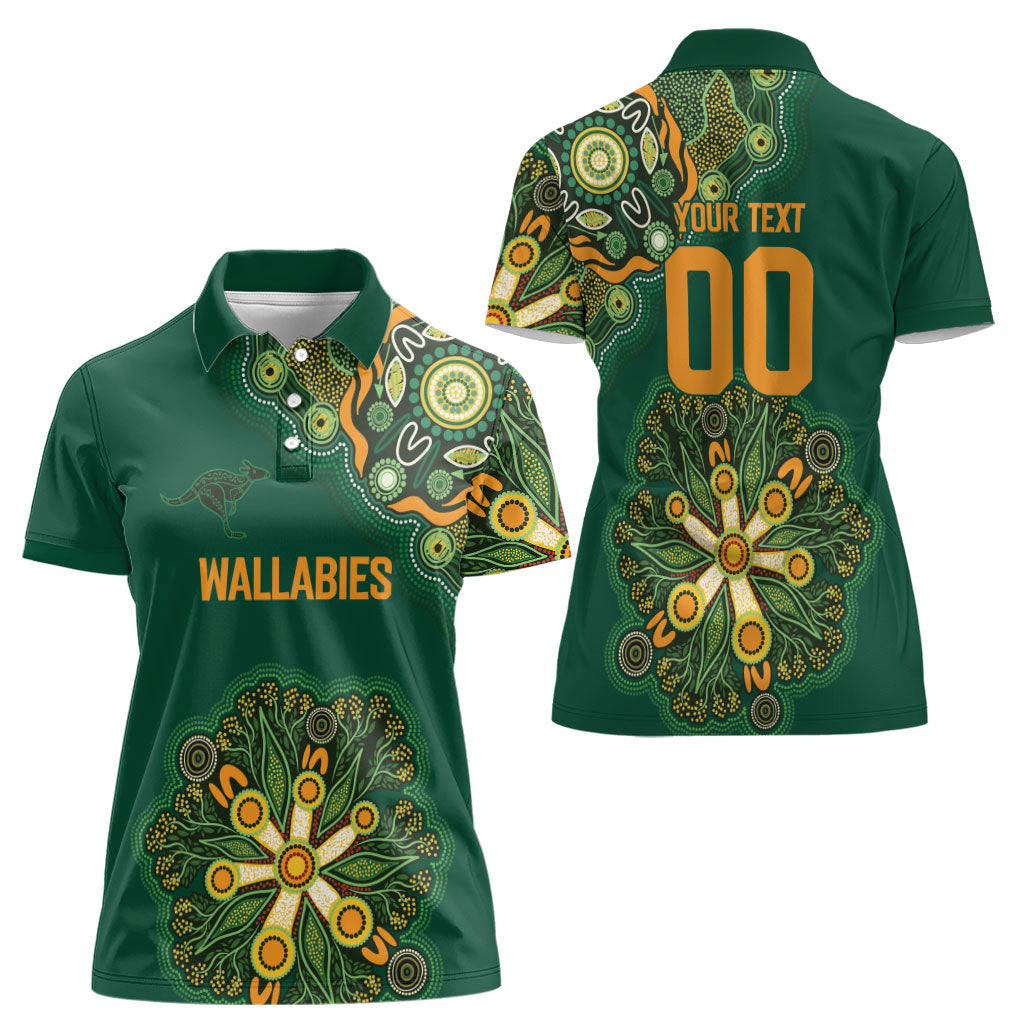 Australia Rugby National Heritage Custom Women Polo Shirt Indigenous Aboriginal Dot Art