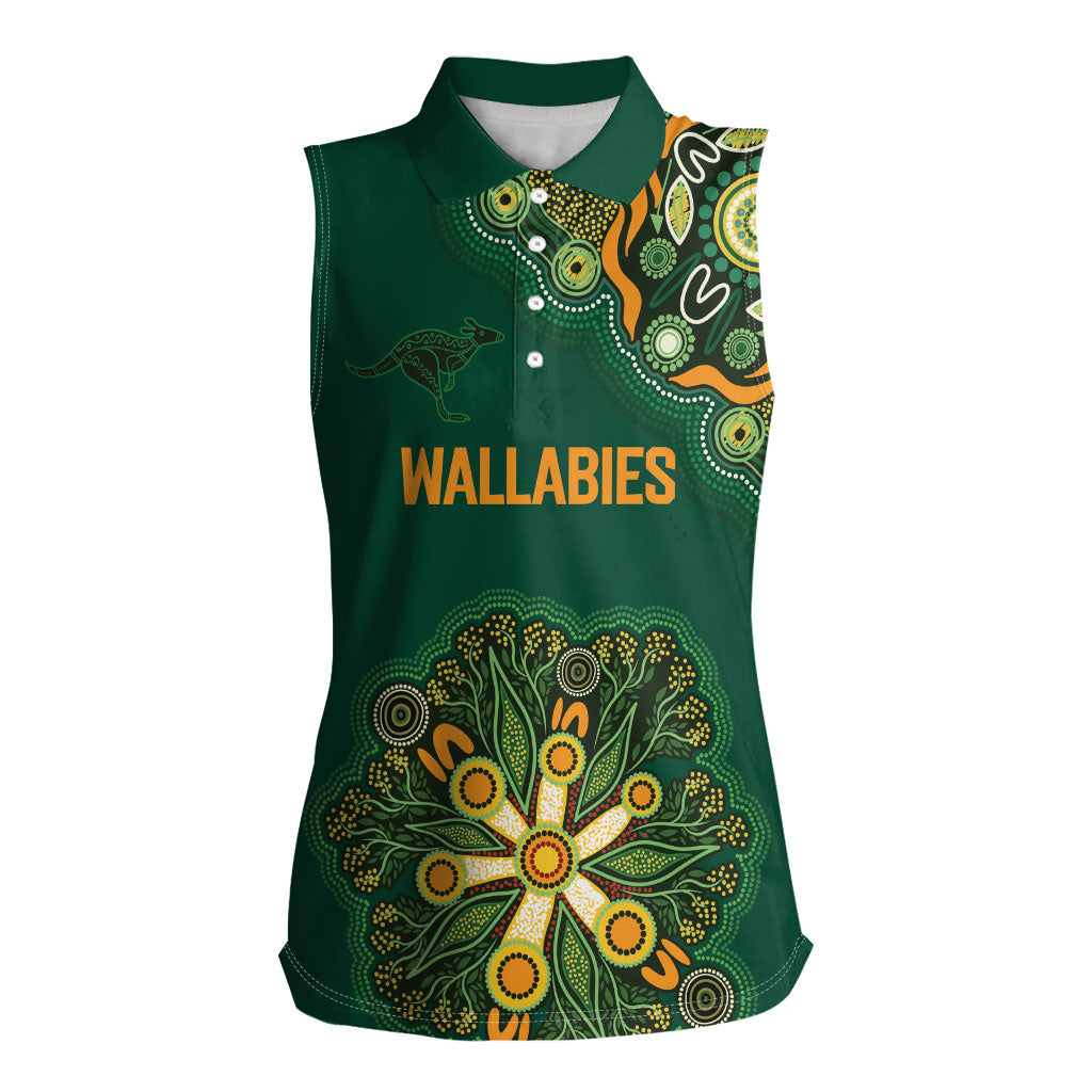 Australia Rugby National Heritage Custom Women Sleeveless Polo Shirt Indigenous Aboriginal Dot Art
