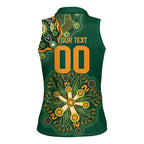 Australia Rugby National Heritage Custom Women Sleeveless Polo Shirt Indigenous Aboriginal Dot Art