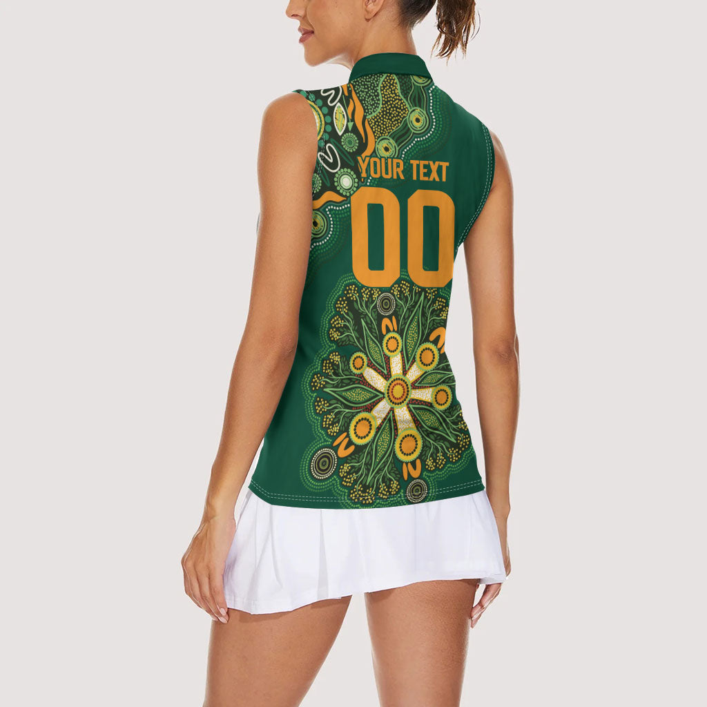 Australia Rugby National Heritage Custom Women Sleeveless Polo Shirt Indigenous Aboriginal Dot Art