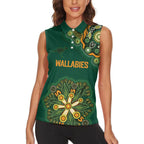 Australia Rugby National Heritage Custom Women Sleeveless Polo Shirt Indigenous Aboriginal Dot Art