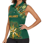 Australia Rugby National Heritage Custom Women Sleeveless Polo Shirt Indigenous Aboriginal Dot Art