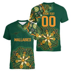 Australia Rugby National Heritage Custom Women V-Neck T-Shirt Indigenous Aboriginal Dot Art