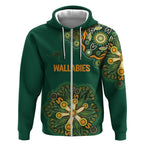 Australia Rugby National Heritage Custom Zip Hoodie Indigenous Aboriginal Dot Art