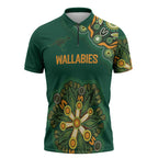 Australia Rugby National Heritage Custom Zipper Polo Shirt Indigenous Aboriginal Dot Art