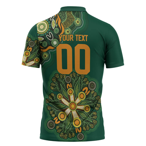 Australia Rugby National Heritage Custom Zipper Polo Shirt Indigenous Aboriginal Dot Art