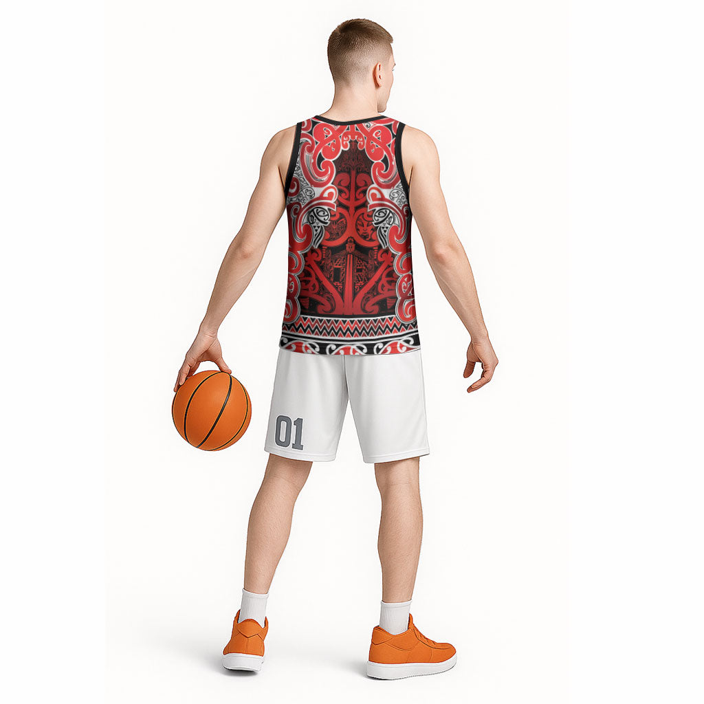 Aotearoa Iwi Ngapuhi Basketball Jersey Maori Wharenui House Tribal Pattern