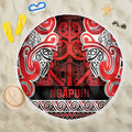 Aotearoa Iwi Ngapuhi Beach Blanket Maori Wharenui House Tribal Pattern