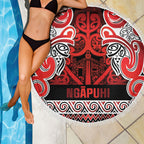Aotearoa Iwi Ngapuhi Beach Blanket Maori Wharenui House Tribal Pattern