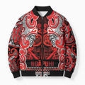 Aotearoa Iwi Ngapuhi Bomber Puffer Jacket Maori Wharenui House Tribal Pattern