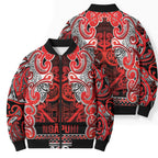 Aotearoa Iwi Ngapuhi Bomber Puffer Jacket Maori Wharenui House Tribal Pattern