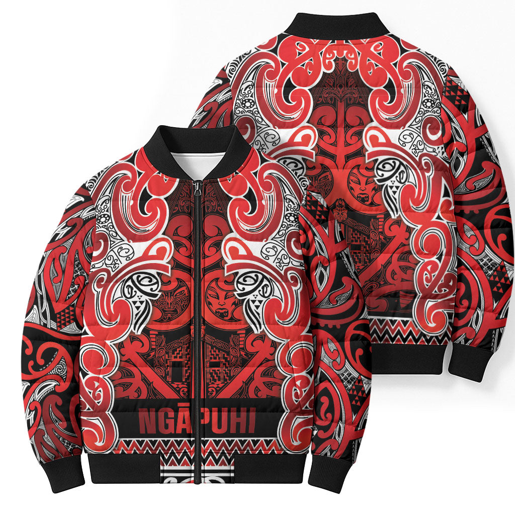 Aotearoa Iwi Ngapuhi Bomber Puffer Jacket Maori Wharenui House Tribal Pattern