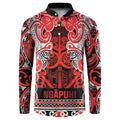 Aotearoa Iwi Ngapuhi Button Sweatshirt Maori Wharenui House Tribal Pattern