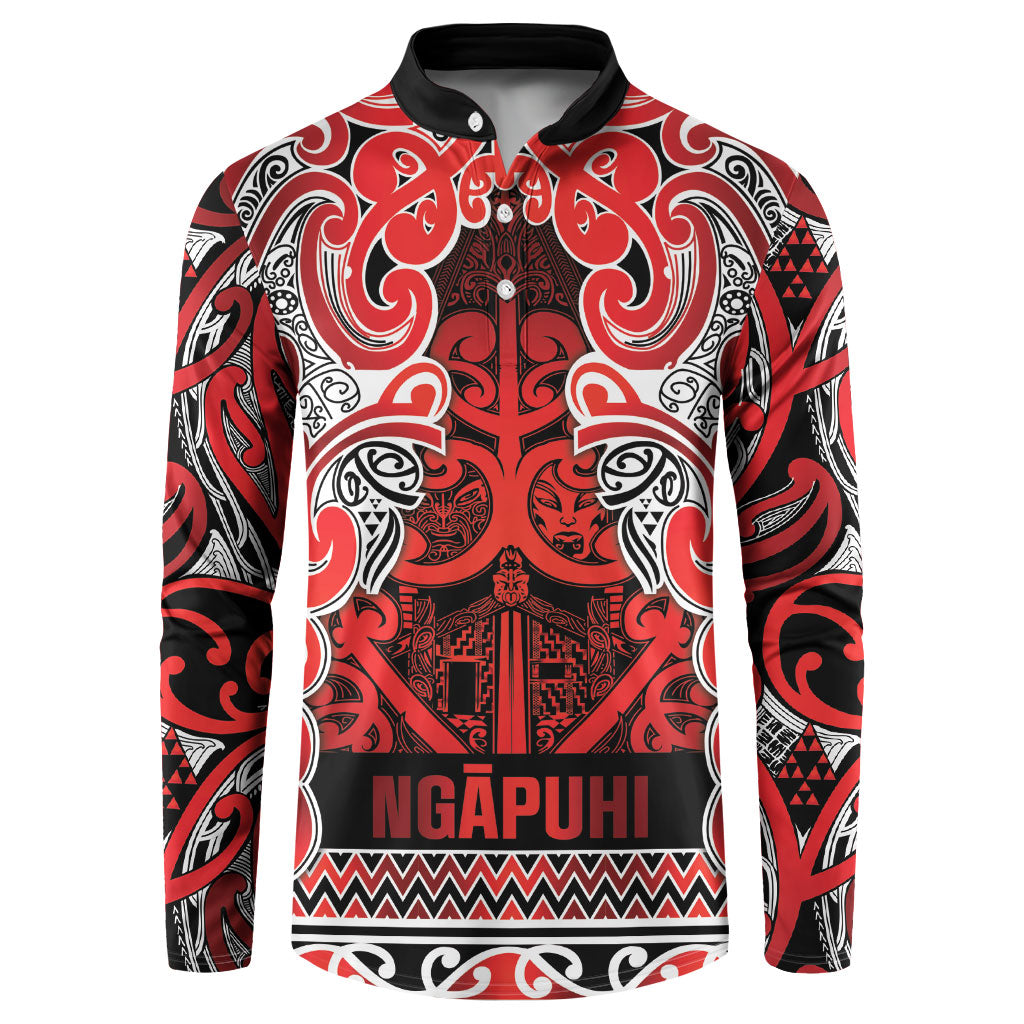 Aotearoa Iwi Ngapuhi Button Sweatshirt Maori Wharenui House Tribal Pattern