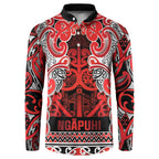 Aotearoa Iwi Ngapuhi Button Sweatshirt Maori Wharenui House Tribal Pattern