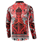 Aotearoa Iwi Ngapuhi Button Sweatshirt Maori Wharenui House Tribal Pattern