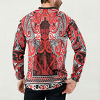 Aotearoa Iwi Ngapuhi Button Sweatshirt Maori Wharenui House Tribal Pattern