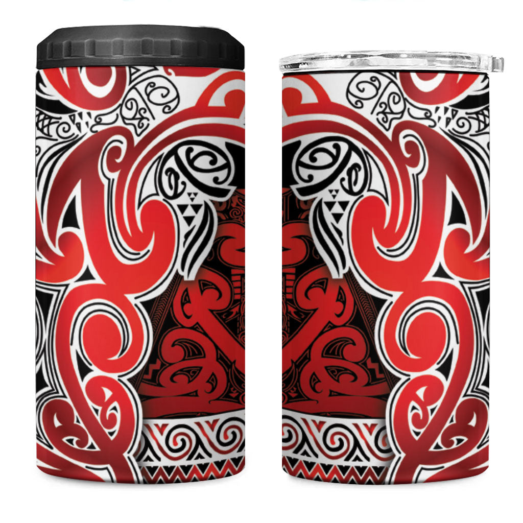 Aotearoa Iwi Ngapuhi 4 in 1 Can Cooler Tumbler Maori Wharenui House Tribal Pattern