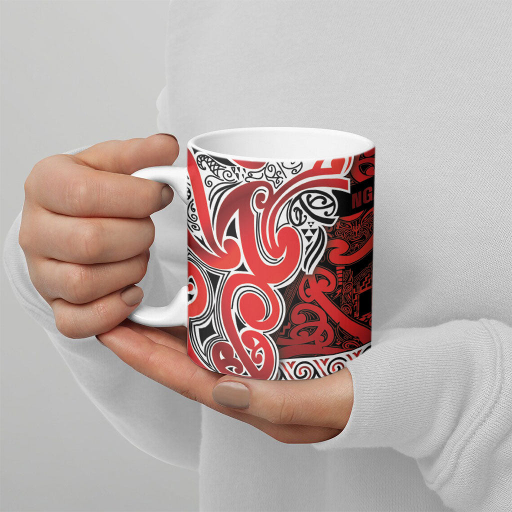 Aotearoa Iwi Ngapuhi Ceramic Mug Maori Wharenui House Tribal Pattern