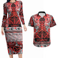Aotearoa Iwi Ngapuhi Couples Matching Long Sleeve Bodycon Dress and Hawaiian Shirt Maori Wharenui House Tribal Pattern