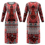 Aotearoa Iwi Ngapuhi Couples Matching Long Sleeve Bodycon Dress and Hawaiian Shirt Maori Wharenui House Tribal Pattern