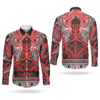 Aotearoa Iwi Ngapuhi Couples Matching Puletasi and Long Sleeve Button Shirt Maori Wharenui House Tribal Pattern