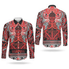 Aotearoa Iwi Ngapuhi Couples Matching Short Sleeve Bodycon Dress and Long Sleeve Button Shirt Maori Wharenui House Tribal Pattern