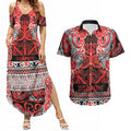 Aotearoa Iwi Ngapuhi Couples Matching Summer Maxi Dress and Hawaiian Shirt Maori Wharenui House Tribal Pattern