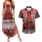 Aotearoa Iwi Ngapuhi Couples Matching Summer Maxi Dress and Hawaiian Shirt Maori Wharenui House Tribal Pattern