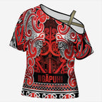 Aotearoa Iwi Ngapuhi Cross Shoulder Shirt Maori Wharenui House Tribal Pattern