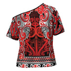 Aotearoa Iwi Ngapuhi Cross Shoulder Shirt Maori Wharenui House Tribal Pattern