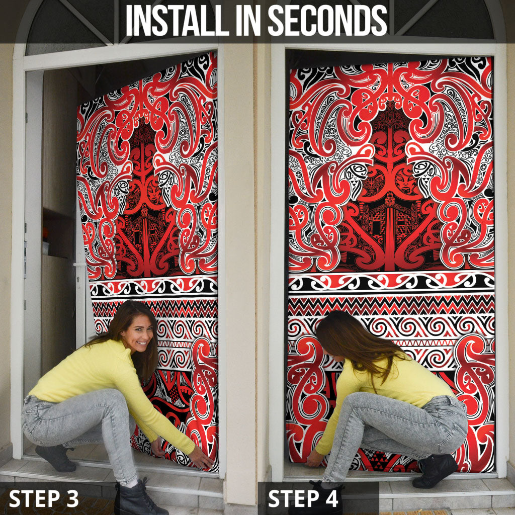 Aotearoa Iwi Ngapuhi Door Cover Maori Wharenui House Tribal Pattern