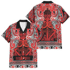 Aotearoa Iwi Ngapuhi Family Matching Long Sleeve Bodycon Dress and Hawaiian Shirt Maori Wharenui House Tribal Pattern