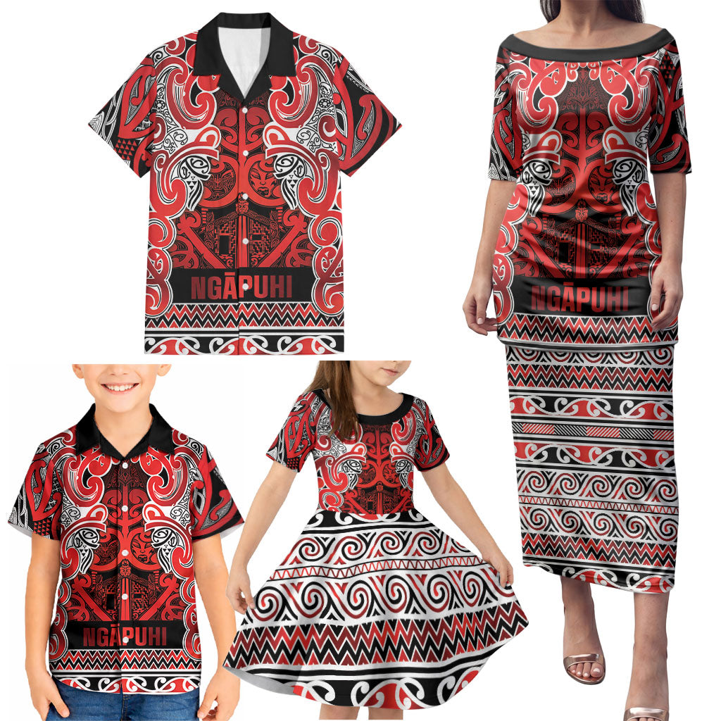 Aotearoa Iwi Ngapuhi Family Matching Puletasi and Hawaiian Shirt Maori Wharenui House Tribal Pattern