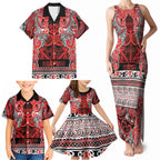 Aotearoa Iwi Ngapuhi Family Matching Tank Maxi Dress and Hawaiian Shirt Maori Wharenui House Tribal Pattern