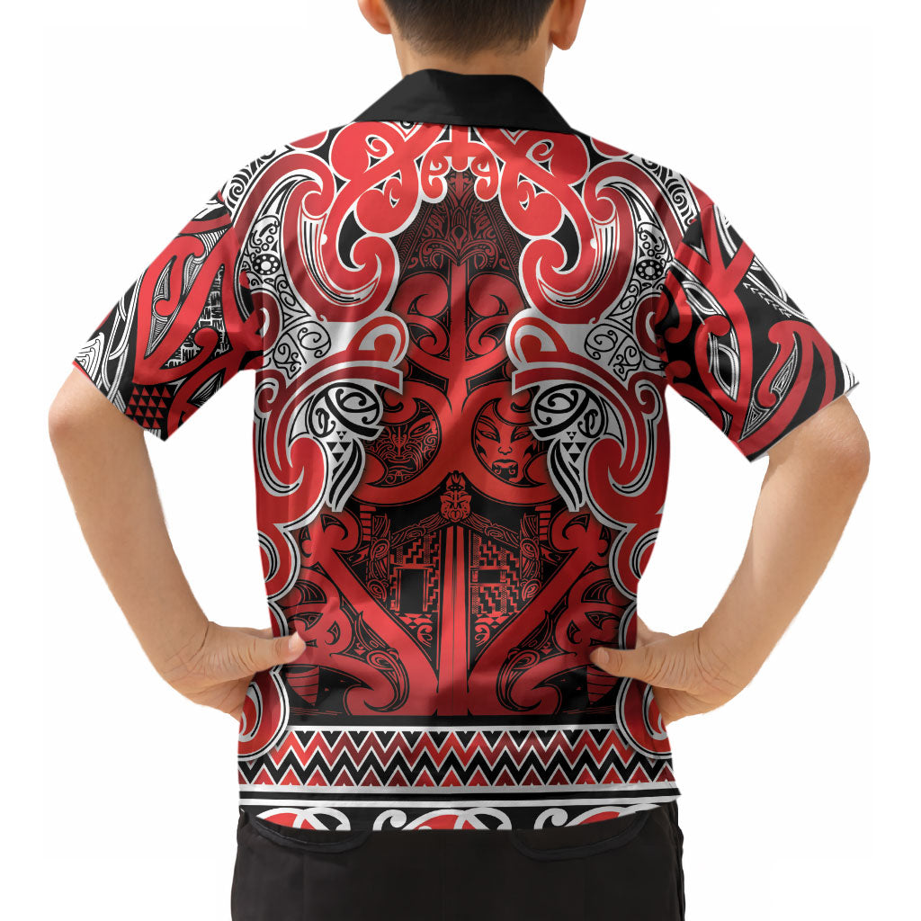 Aotearoa Iwi Ngapuhi Kid Hawaiian Shirt Maori Wharenui House Tribal Pattern